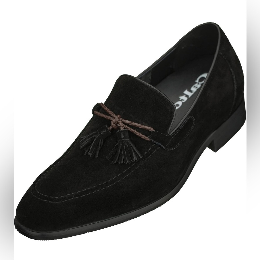 CALTO Men's Invisible Height Increasing Elevator Shoes - Black Premium Leather